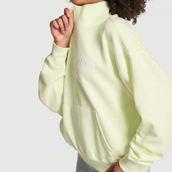 Victoria's Secret Pink  -Sweatshirt XXL Quarter Zip Pull Over Fleece Top Pockets - Picture 3 of 6
